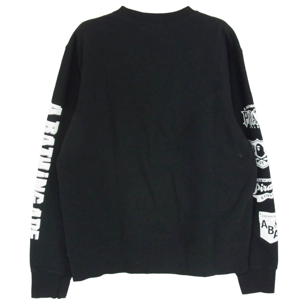A BATHING APE アベイシングエイプ 004SWI201001M PIRATE パイレーツ アームプリント スウェット ブラック系 XL【中古】