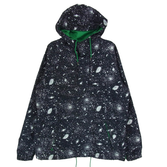 STUSSY ステューシー アノラック 総柄 プルオーバー ハーフジップ パーカー ブラック系 M【中古】