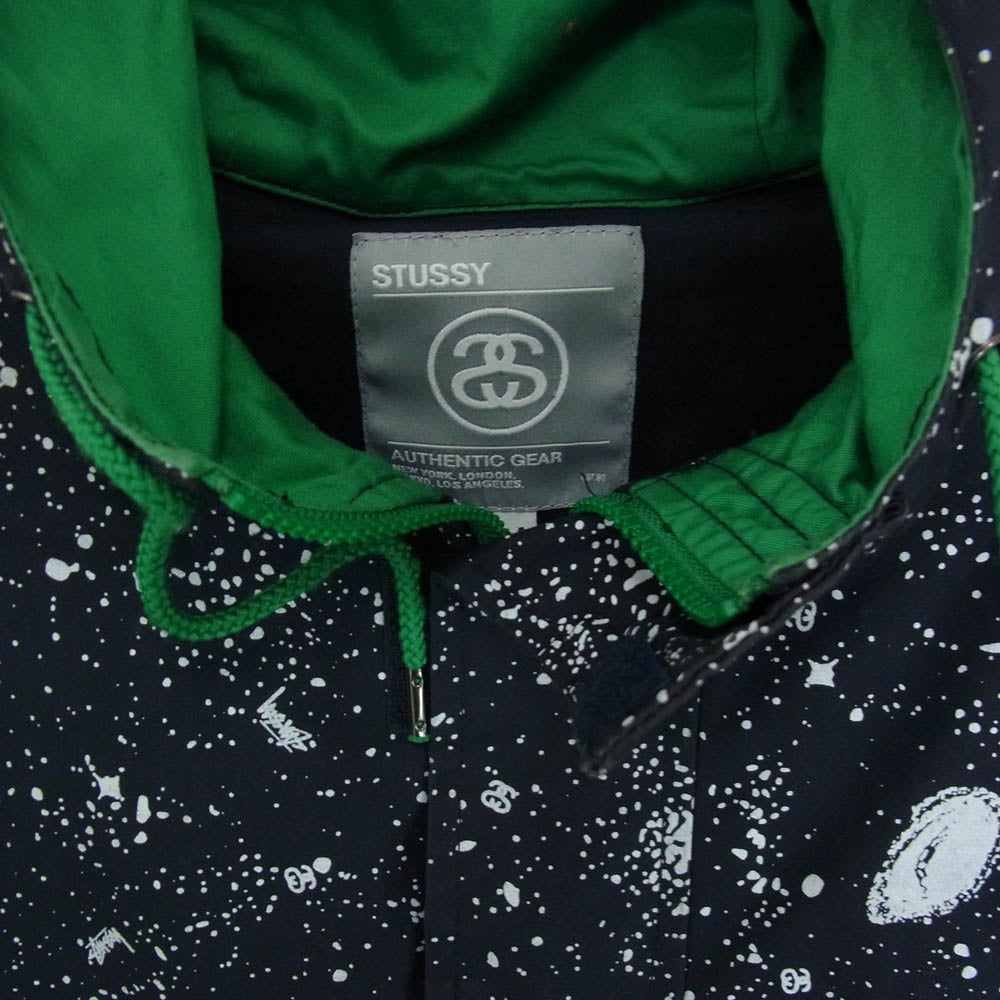 STUSSY ステューシー アノラック 総柄 プルオーバー ハーフジップ パーカー ブラック系 M【中古】
