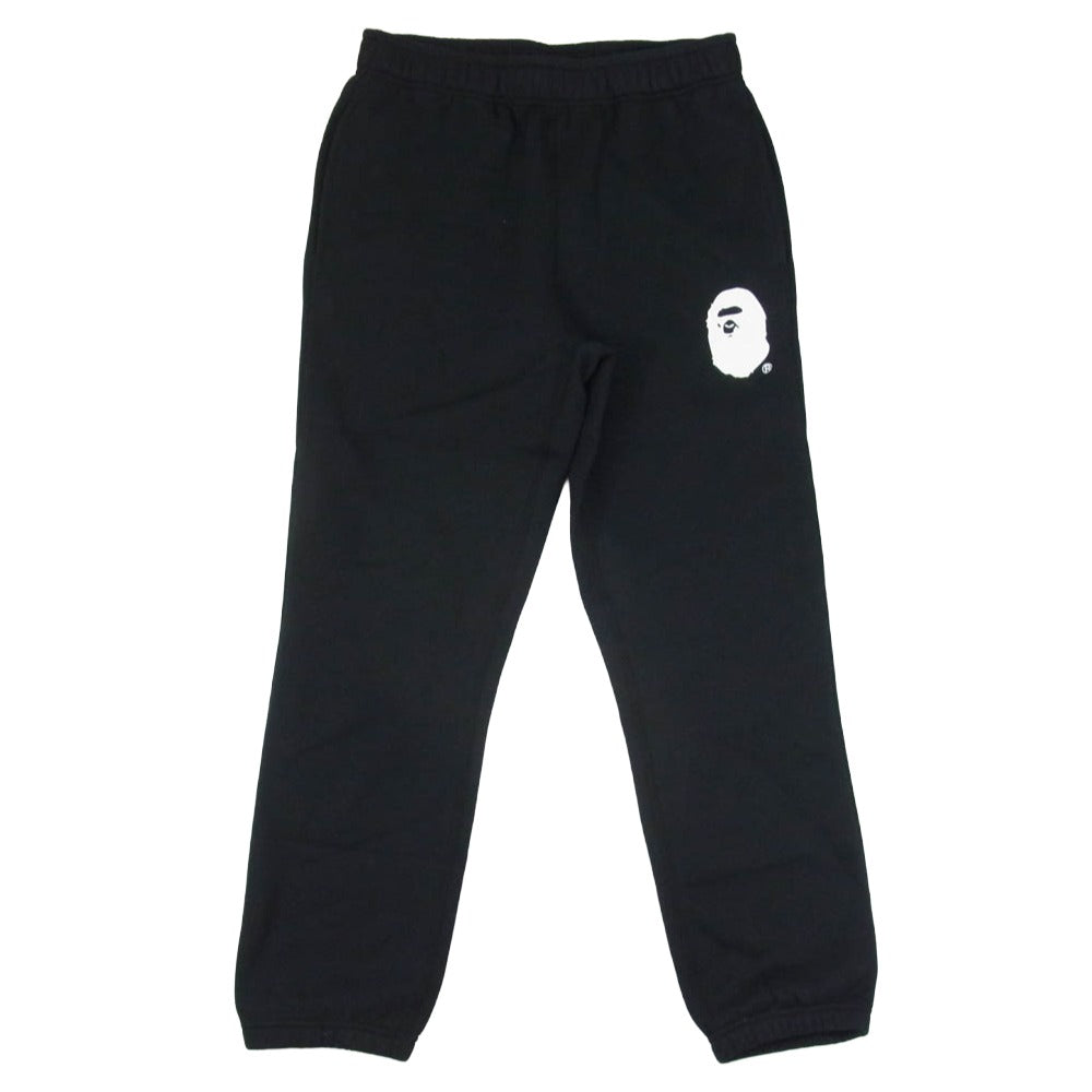 A BATHING APE アベイシングエイプ 001GDM201002H ロゴプリント ストレート スウェットパンツ ブラック系 S【新古品】【未使用】【中古】