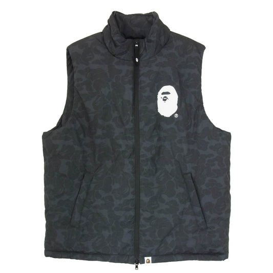 A BATHING APE アベイシングエイプ 001GDM201002H 【フェイクバスターズ鑑定済】 カモ柄 ナイロン 中綿 ベスト 迷彩 ブラック系 S【新古品】【未使用】【中古】