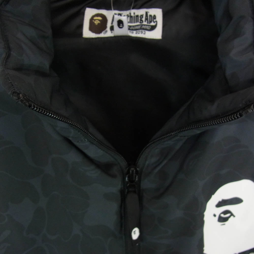 A BATHING APE アベイシングエイプ 001GDM201002H 【フェイクバスターズ鑑定済】 カモ柄 ナイロン 中綿 ベスト 迷彩 ブラック系 S【新古品】【未使用】【中古】