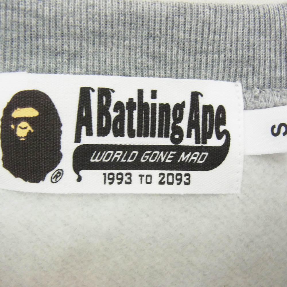 A BATHING APE アベイシングエイプ 001GDM201002H フロントプリント クルーネック スウェット グレー系 S【新古品】【未使用】【中古】