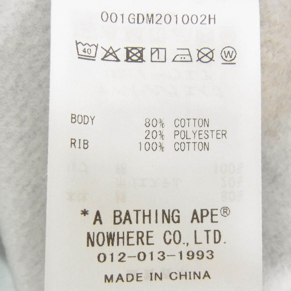 A BATHING APE アベイシングエイプ 001GDM201002H フロントプリント クルーネック スウェット グレー系 S【新古品】【未使用】【中古】