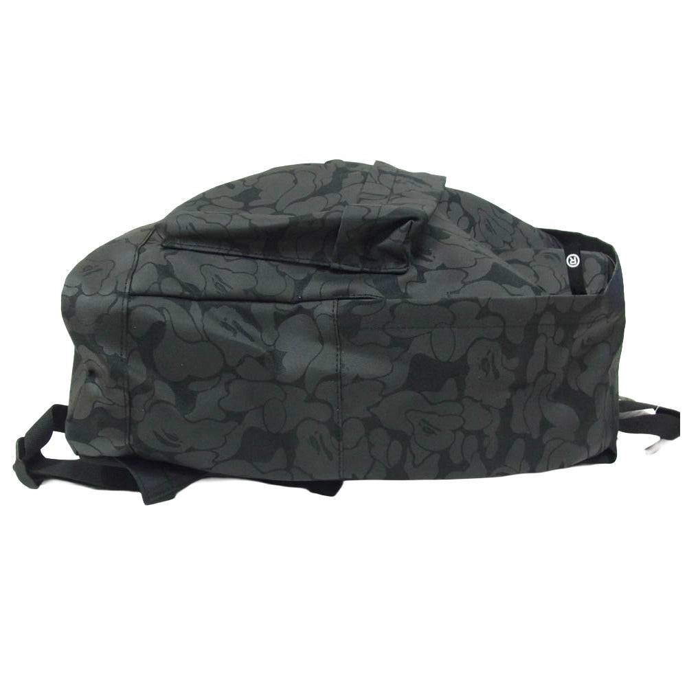A BATHING APE アベイシングエイプ 001GDM201002H 猿迷彩 サルカモ 総柄 フェイス ロゴ プリント バックパック リュック ブラック系【極上美品】【中古】