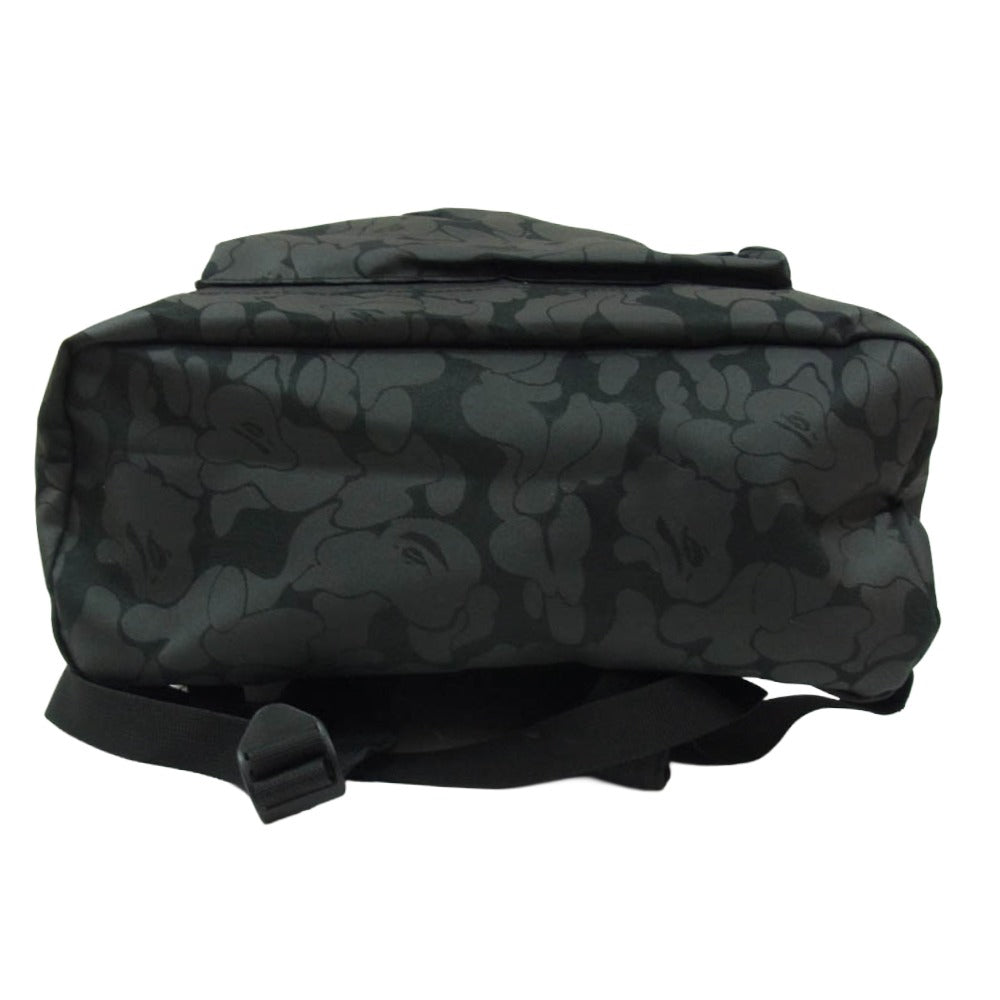 A BATHING APE アベイシングエイプ 001GDM201002H 猿迷彩 サルカモ 総柄 フェイス ロゴ プリント バックパック リュック ブラック系【極上美品】【中古】