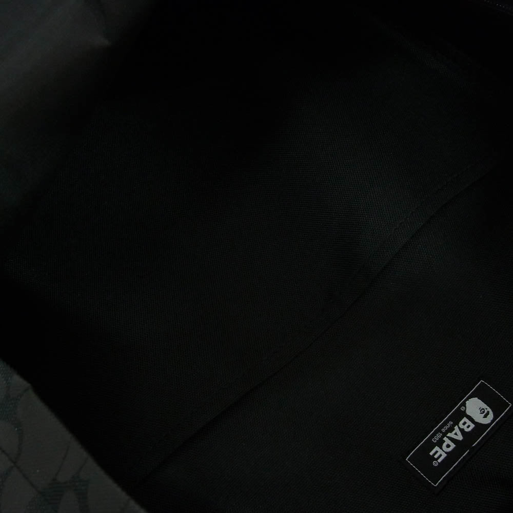 A BATHING APE アベイシングエイプ 001GDM201002H 猿迷彩 サルカモ 総柄 フェイス ロゴ プリント バックパック リュック ブラック系【極上美品】【中古】