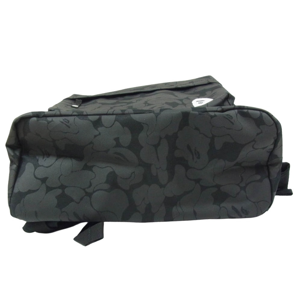 A BATHING APE アベイシングエイプ 001GDM201002H 猿迷彩 サルカモ 総柄 フェイス ロゴ プリント バックパック リュック ブラック系【極上美品】【中古】