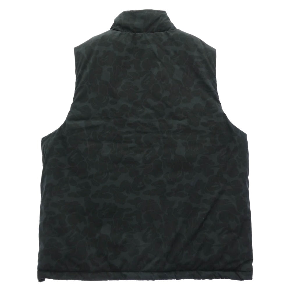 A BATHING APE アベイシングエイプ 001GDM201002H カモ柄 ナイロン 中綿 ベスト 迷彩 M ブラック系 M【新古品】【未使用】【中古】