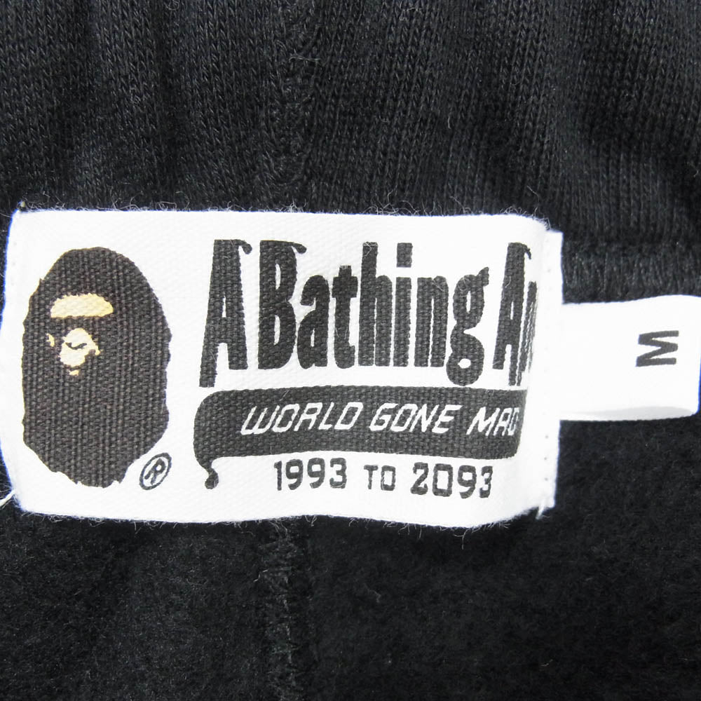 A BATHING APE アベイシングエイプ 001GDM201002H 【フェイクバスターズ鑑定済】 ロゴプリント ストレート スウェットパンツ ブラック系 M【新古品】【未使用】【中古】