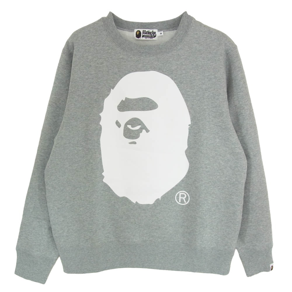 A BATHING APE アベイシングエイプ 001GDM201002H フロントプリント クルーネック スウェット グレー系 M【新古品】【未使用】【中古】