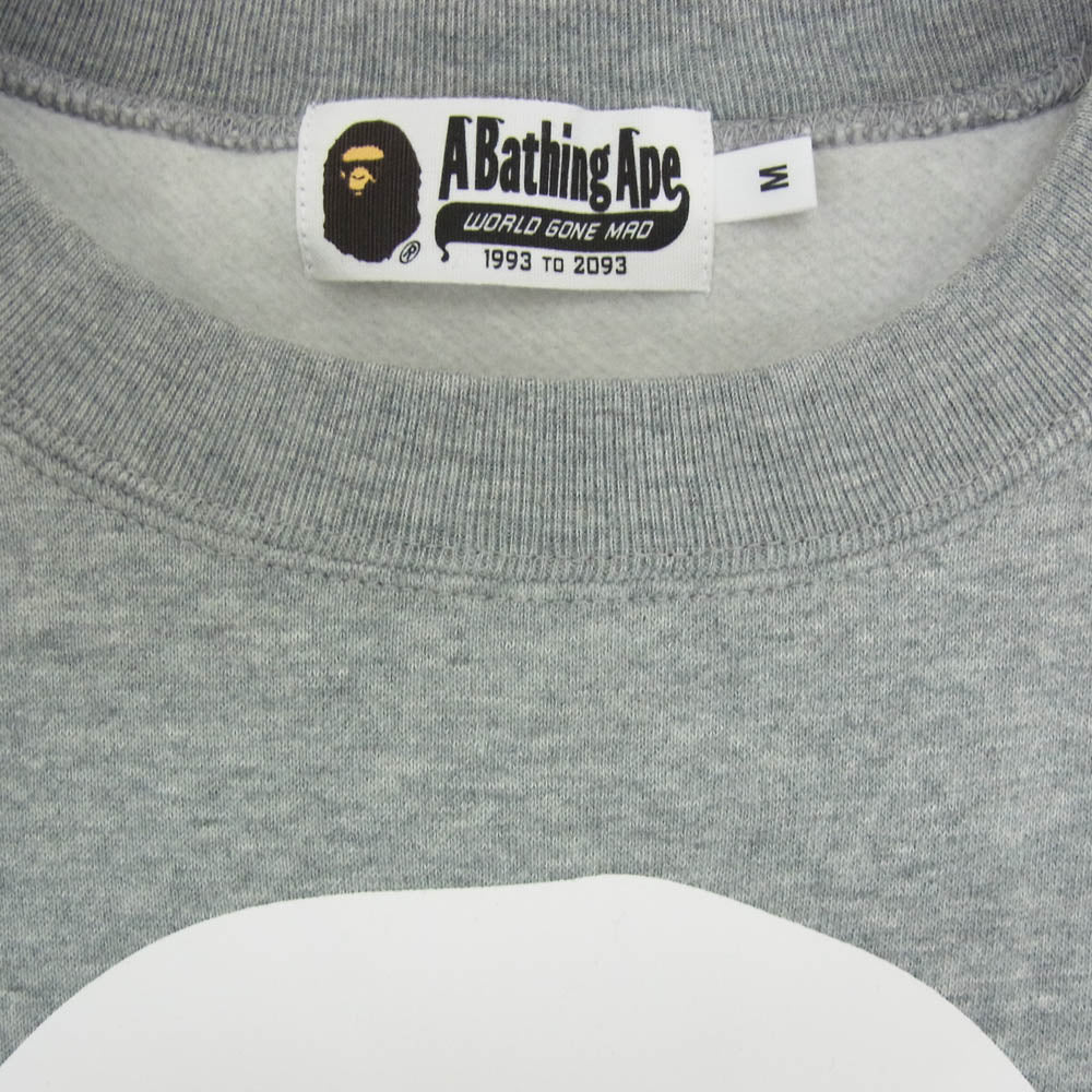 A BATHING APE アベイシングエイプ 001GDM201002H フロントプリント クルーネック スウェット グレー系 M【新古品】【未使用】【中古】