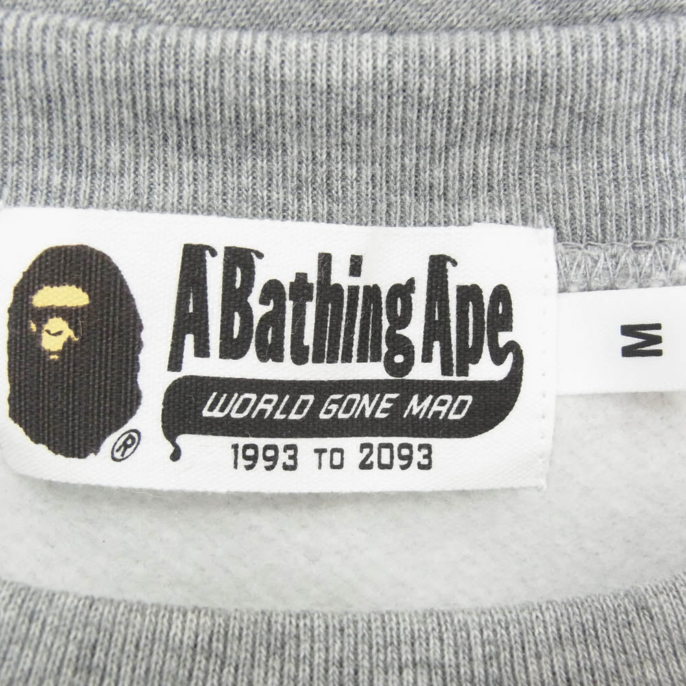 A BATHING APE アベイシングエイプ 001GDM201002H フロントプリント クルーネック スウェット グレー系 M【新古品】【未使用】【中古】