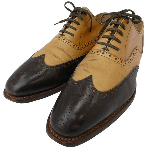 SCOTCH GRAIN スコッチグレイン RN-1410 ウイングチップ バイカラー レザー シューズ ブラウン系 ベージュ系 25【中古】