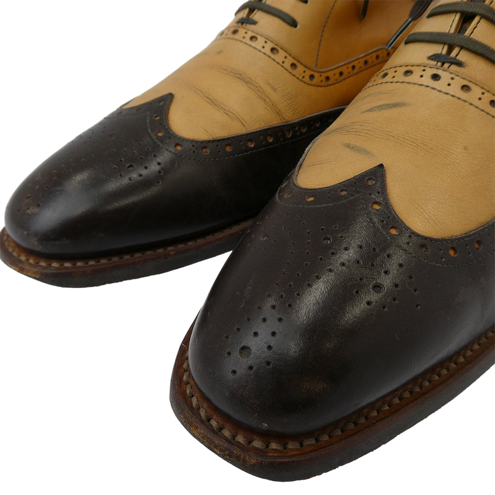 SCOTCH GRAIN スコッチグレイン RN-1410 ウイングチップ バイカラー レザー シューズ ブラウン系 ベージュ系 25【中古】