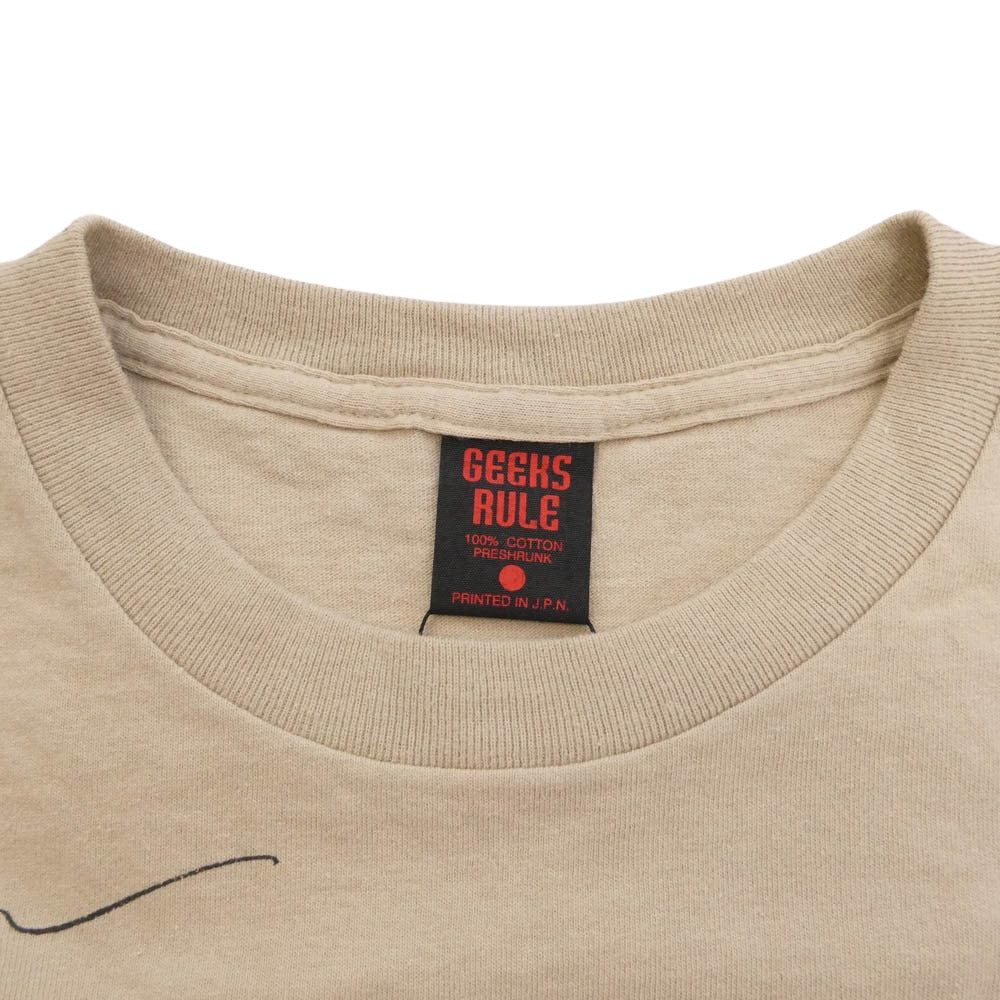 GEEKS RULE ギークスルール x DAFT PUNK SILKSCREEN PRINTING T SHIRT 02 ダフトパンク シルクスクリーン プリント 半袖 Tシャツ ベージュ系 M【美品】【中古】