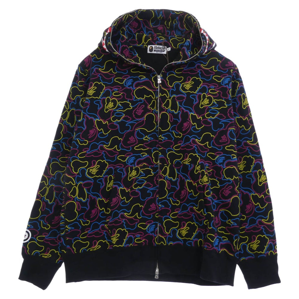 A BATHING APE アベイシングエイプ 001ZPL301009M SHARK HOODIE シャーク ジップ パーカー フーディー ブラック系 XL【中古】