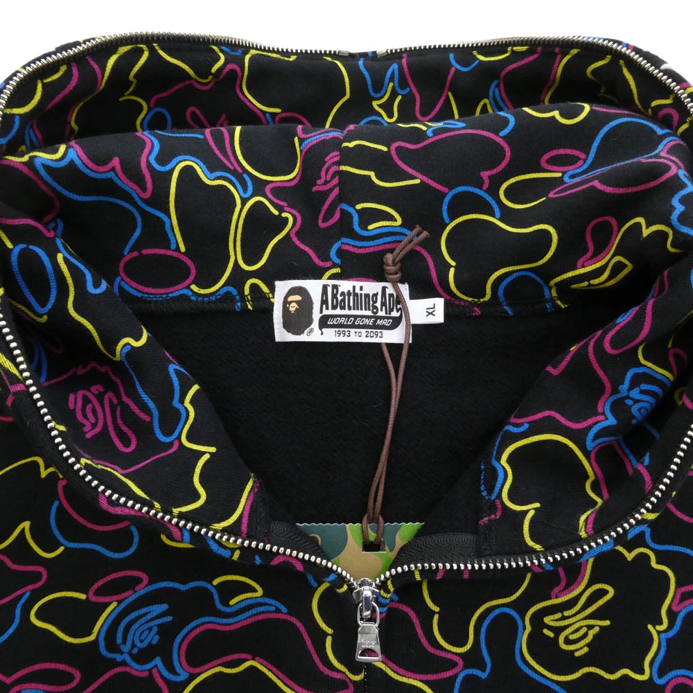 A BATHING APE アベイシングエイプ 001ZPL301009M SHARK HOODIE シャーク ジップ パーカー フーディー ブラック系 XL【中古】