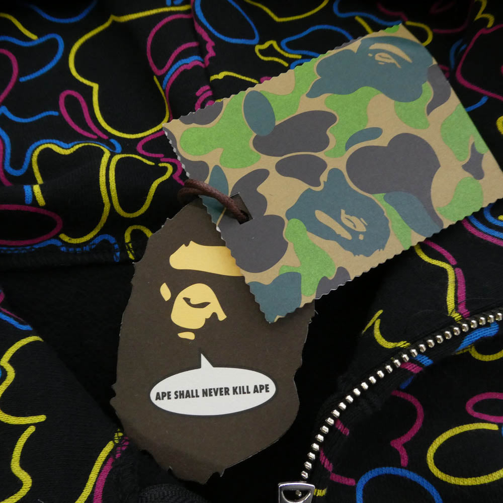 A BATHING APE アベイシングエイプ 001ZPL301009M SHARK HOODIE シャーク ジップ パーカー フーディー ブラック系 XL【中古】