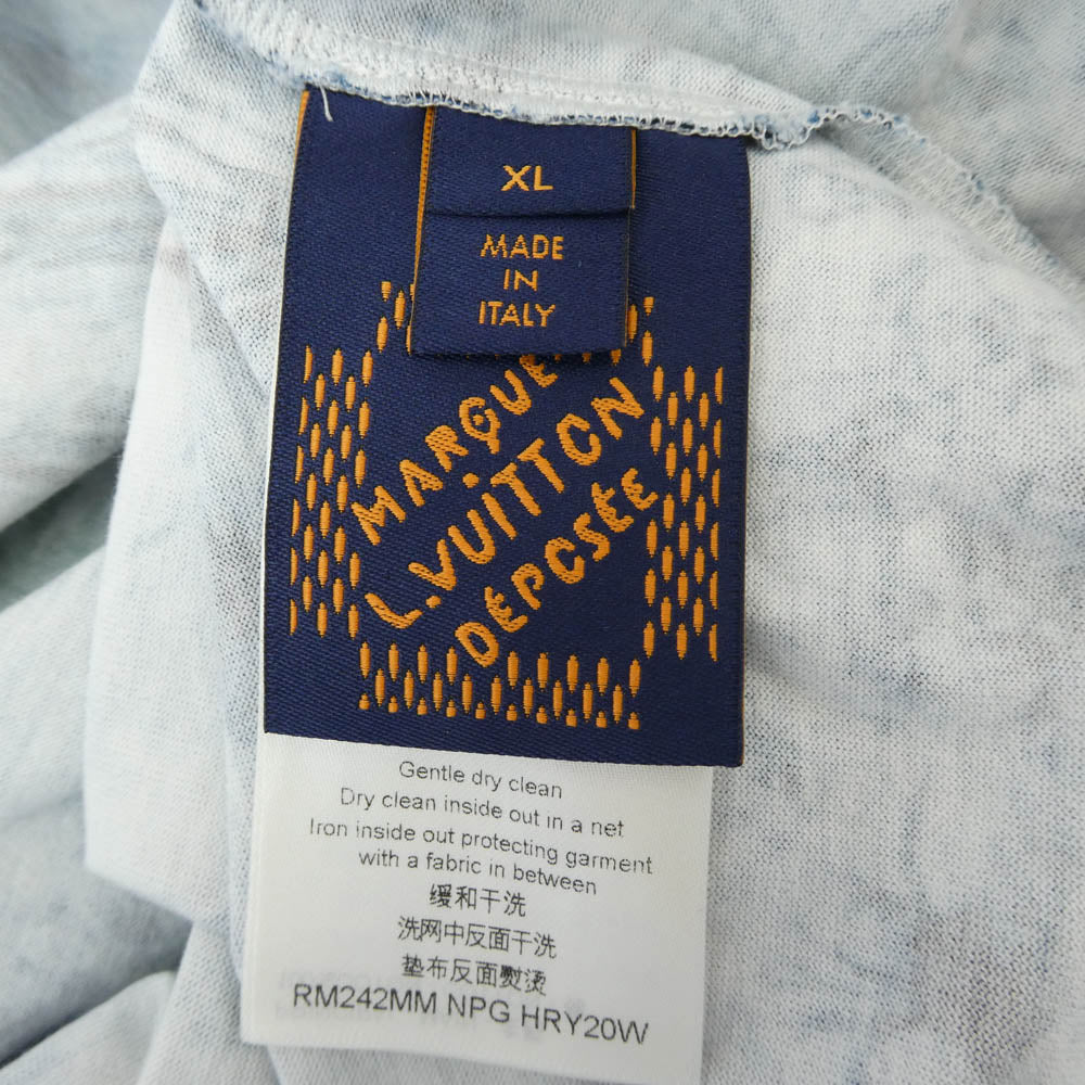 LOUIS VUITTON ルイ・ヴィトン 24AW HRY20W ロゴ刺繍 総柄 半袖 Tシャツ カットソー ブルー系 マルチカラー系 XL【中古】