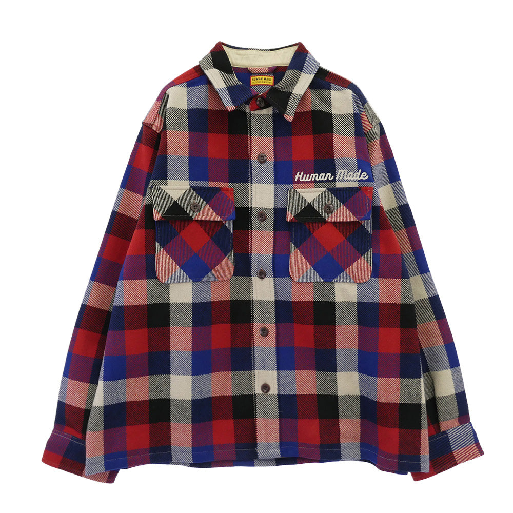 HUMAN MADE ヒューマンメイド 25AW HM30SH013 Wool Check Shirt Jacket ウール チェック シャツ ジャケット レッド系 XXL【美品】【中古】