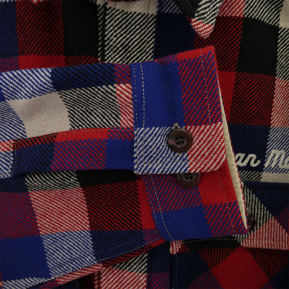 HUMAN MADE ヒューマンメイド 25AW HM30SH013 Wool Check Shirt Jacket ウール チェック シャツ ジャケット レッド系 XXL【美品】【中古】