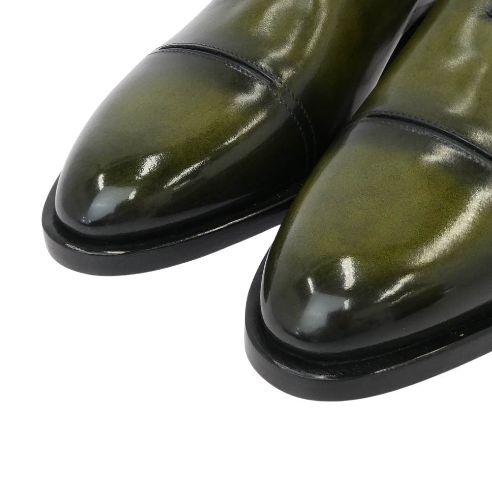 Berluti ベルルッティ Equilibre エキリーブル グッドイヤー製法 ホールカット レースアップ ストレートチップ レザー シューズ グリーン系 8.5【美品】【中古】