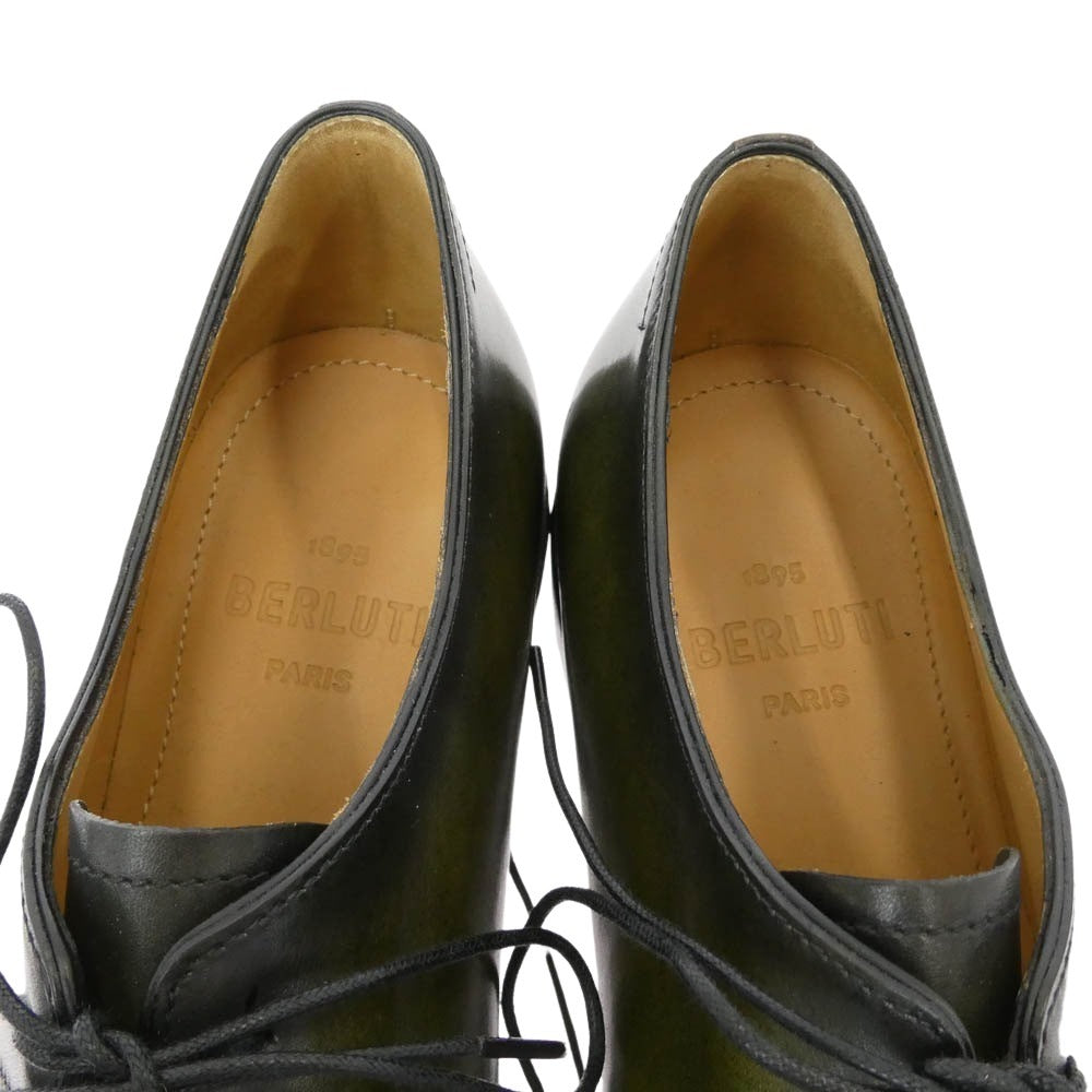 Berluti ベルルッティ Equilibre エキリーブル グッドイヤー製法 ホールカット レースアップ ストレートチップ レザー シューズ グリーン系 8.5【美品】【中古】