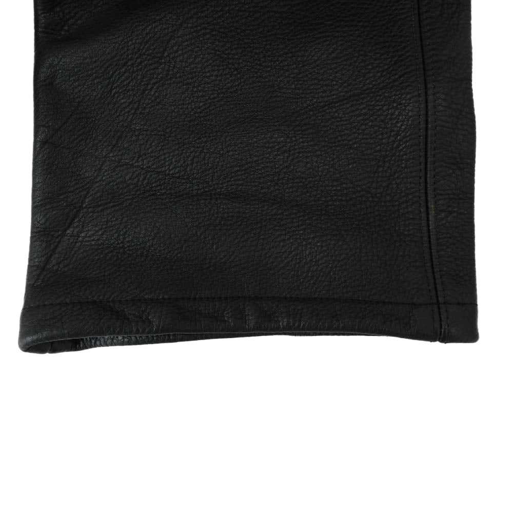 CHROME HEARTS クロムハーツ（原本無） Flare Knee Cross Ball Button Leather Pants フレアニー クロスボールボタン オールレザー パンツ ブラック系【中古】