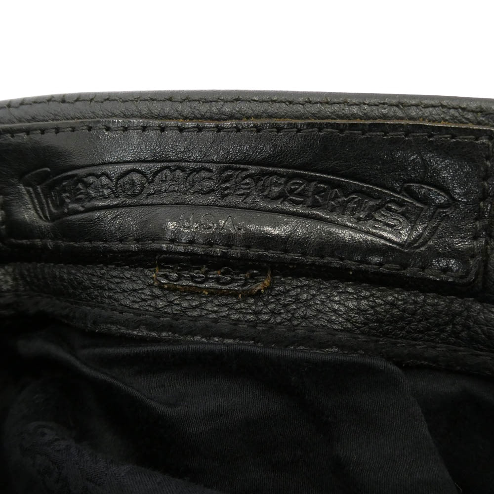 CHROME HEARTS クロムハーツ（原本無） Flare Knee Cross Ball Button Leather Pants フレアニー クロスボールボタン オールレザー パンツ ブラック系【中古】