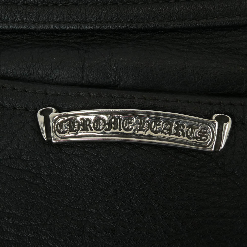 CHROME HEARTS クロムハーツ（原本無） Flare Knee Cross Ball Button Leather Pants フレアニー クロスボールボタン オールレザー パンツ ブラック系【中古】