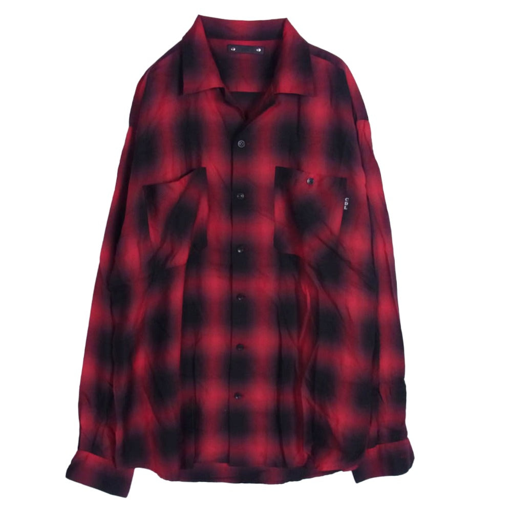 MINEDENIM マインデニム MND-TSK001-17-022 x CDL TOKYO Rayon Ombre Check Loose Work レーヨン オンブレ チェック 開襟 オープンカラー 長袖 シャツ レッド系 2【美品】【中古】