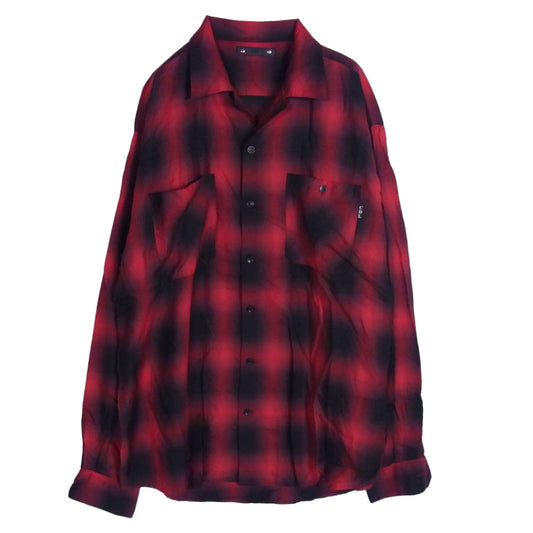 MINEDENIM マインデニム MND-TSK001-17-022 x CDL TOKYO Rayon Ombre Check Loose Work レーヨン オンブレ チェック 開襟 オープンカラー 長袖 シャツ レッド系 2【美品】【中古】