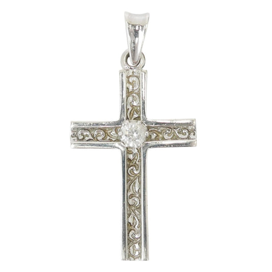 ZOCALO ソカロ ZZPDG-0017WL ホワイト トレンチ クロス L ペンダントトップ シルバー系【中古】