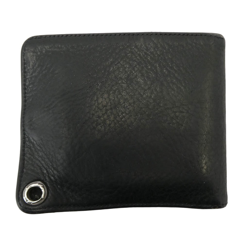 CHROME HEARTS クロムハーツ（原本無） 1SNAP 1スナップ クロスボール レザー ウォレット 二つ折り財布 ブラック系 シルバー系【中古】