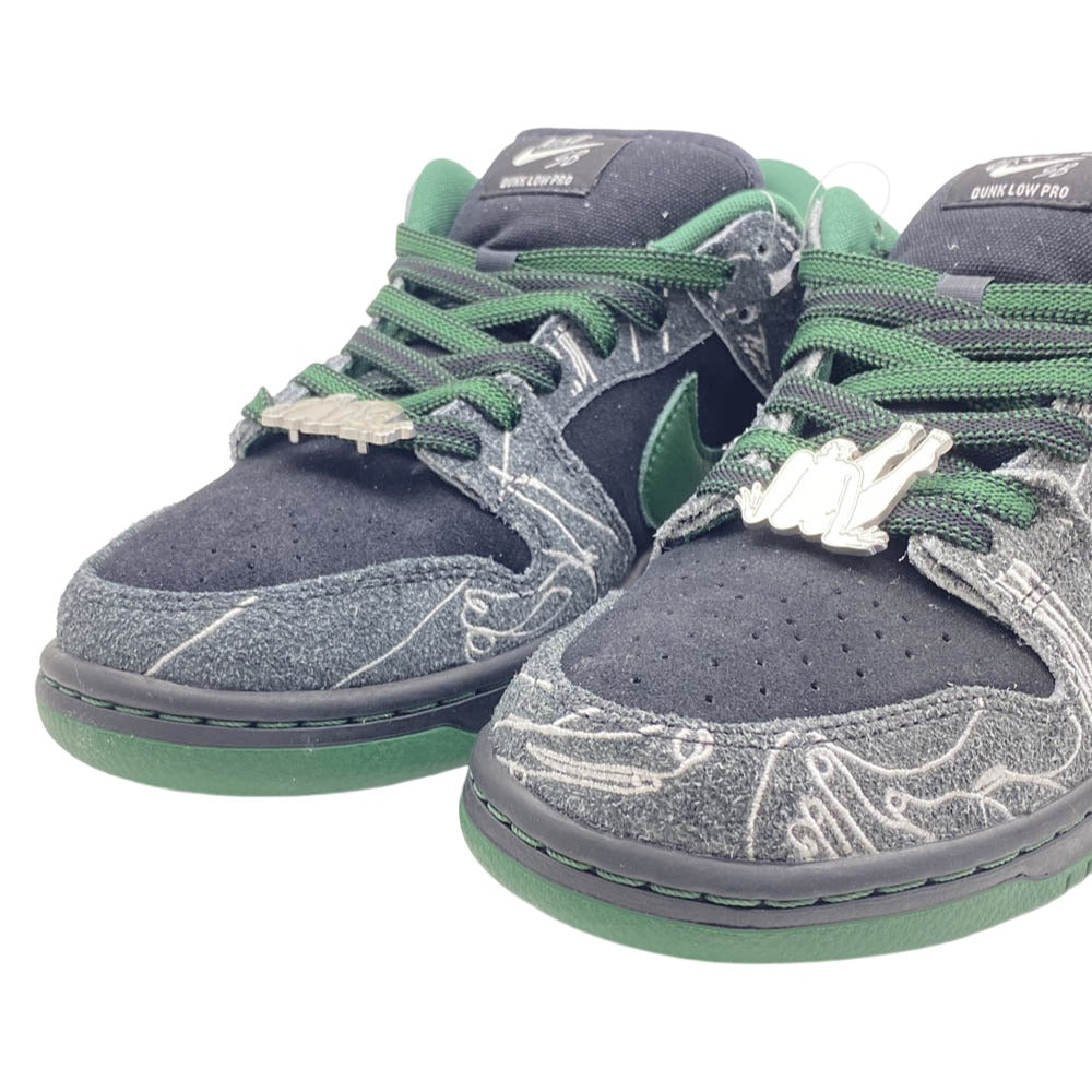 NIKE ナイキ HF7743-001 × There Skateboards ゼアスケートボード SB Dunk Low Pro Anthracite and Gorge Green ダンク ロー プロ ローカットスニーカー ブラック系 グリーン系 27cm【極上美品】【中古】