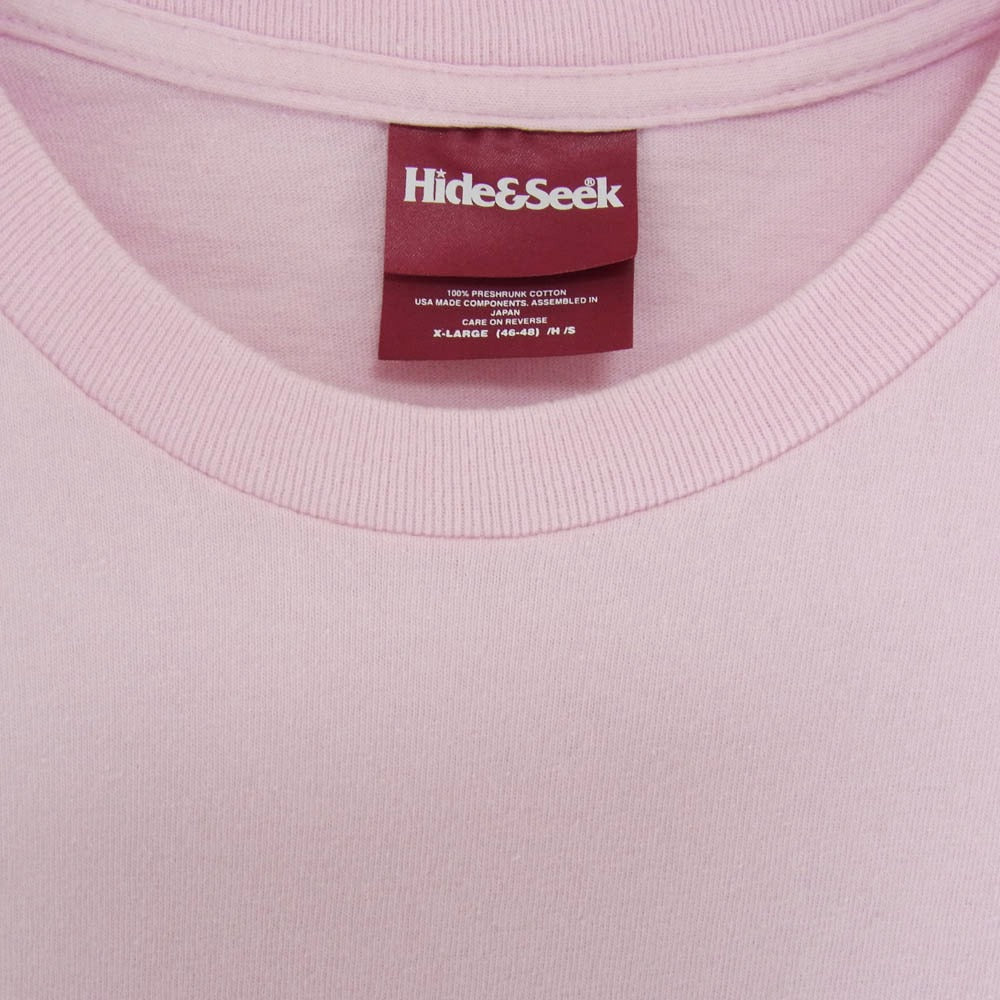 HideandSeek ハイドアンドシーク HAS TEE フロント バック ロゴ プリント ショートスリーブ Tシャツ 半袖カットソー ピンク系 XL【中古】
