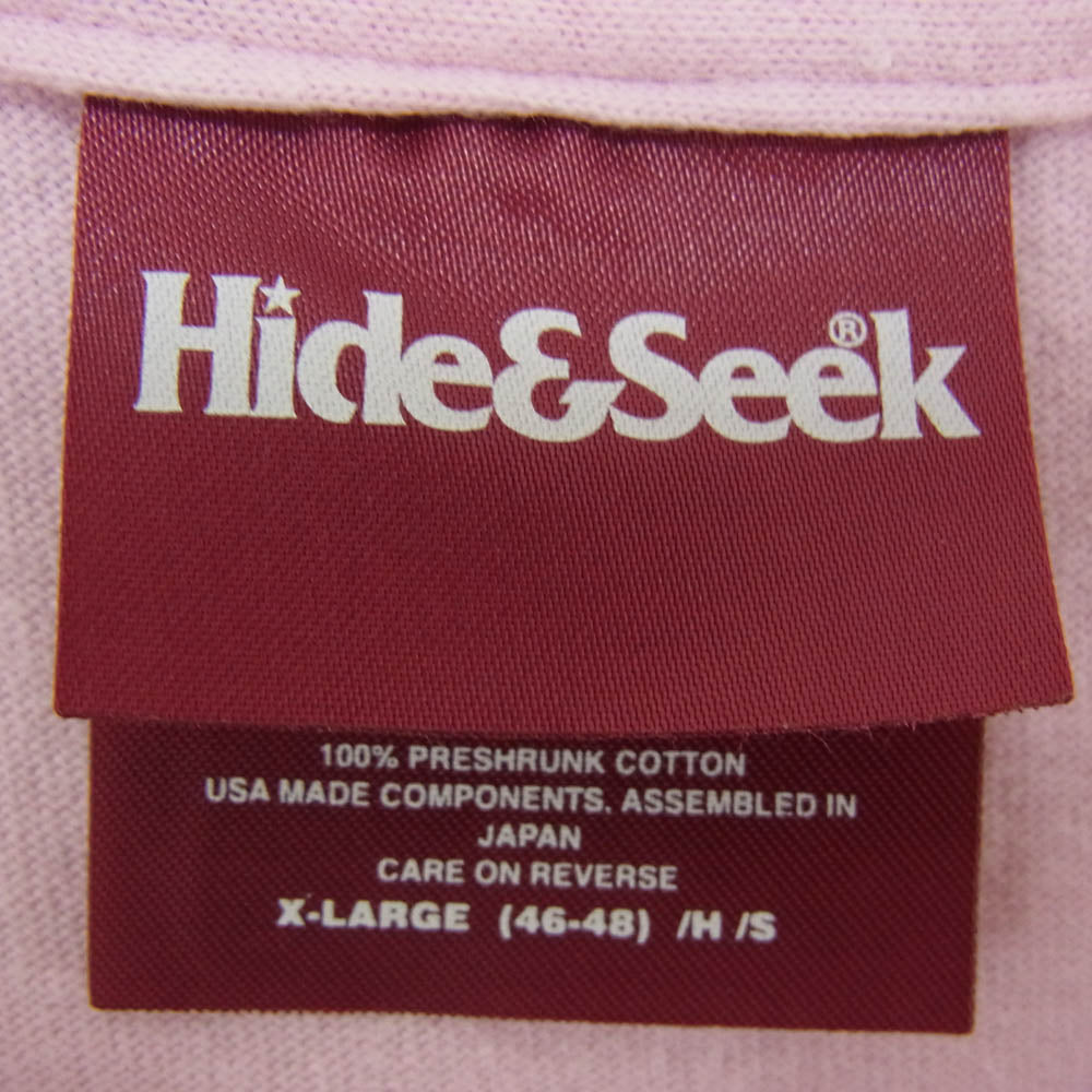 HideandSeek ハイドアンドシーク HAS TEE フロント バック ロゴ プリント ショートスリーブ Tシャツ 半袖カットソー ピンク系 XL【中古】