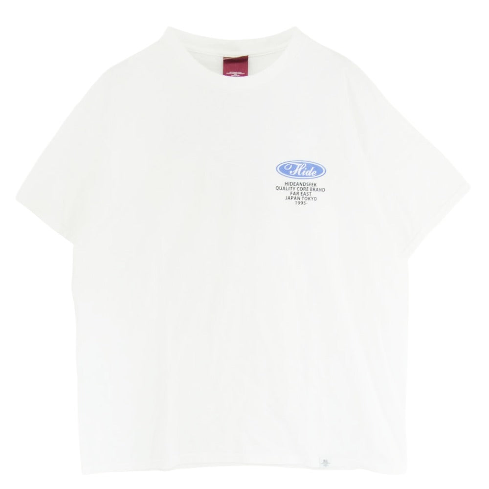 HideandSeek ハイドアンドシーク フロント バック ロゴ プリント ショートスリーブ Tシャツ 半袖カットソー ホワイト系 XL【中古】