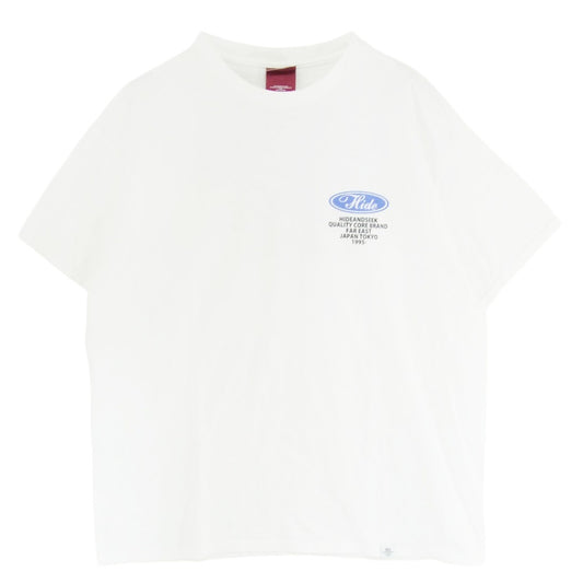 HideandSeek ハイドアンドシーク フロント バック ロゴ プリント ショートスリーブ Tシャツ 半袖カットソー ホワイト系 XL【中古】