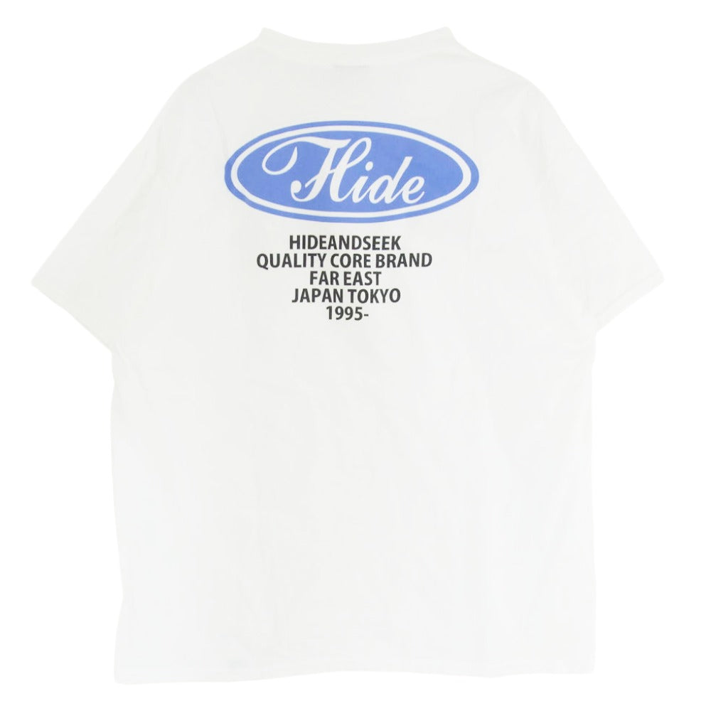 HideandSeek ハイドアンドシーク フロント バック ロゴ プリント ショートスリーブ Tシャツ 半袖カットソー ホワイト系 XL【中古】