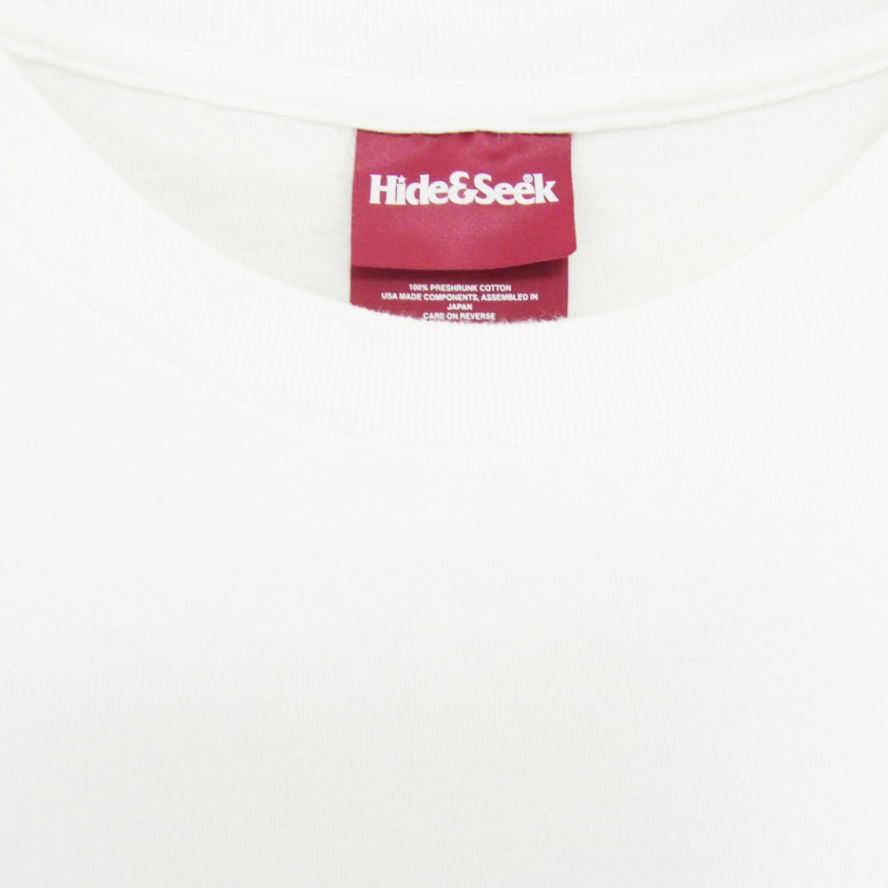 HideandSeek ハイドアンドシーク フロント バック ロゴ プリント ショートスリーブ Tシャツ 半袖カットソー ホワイト系 XL【中古】