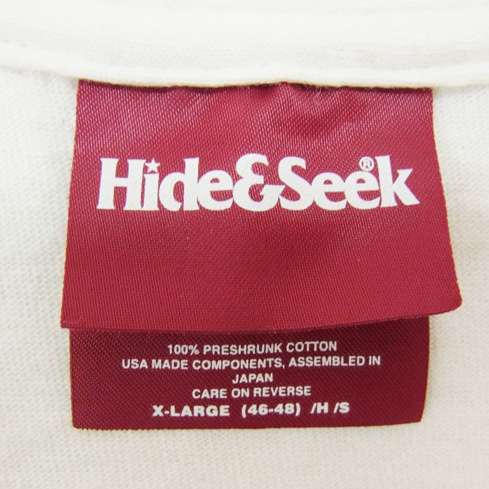 HideandSeek ハイドアンドシーク フロント バック ロゴ プリント ショートスリーブ Tシャツ 半袖カットソー ホワイト系 XL【中古】