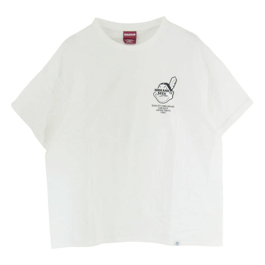 HideandSeek ハイドアンドシーク フロント バック ロゴ プリント ショートスリーブ Tシャツ 半袖カットソー ホワイト系 XL【中古】
