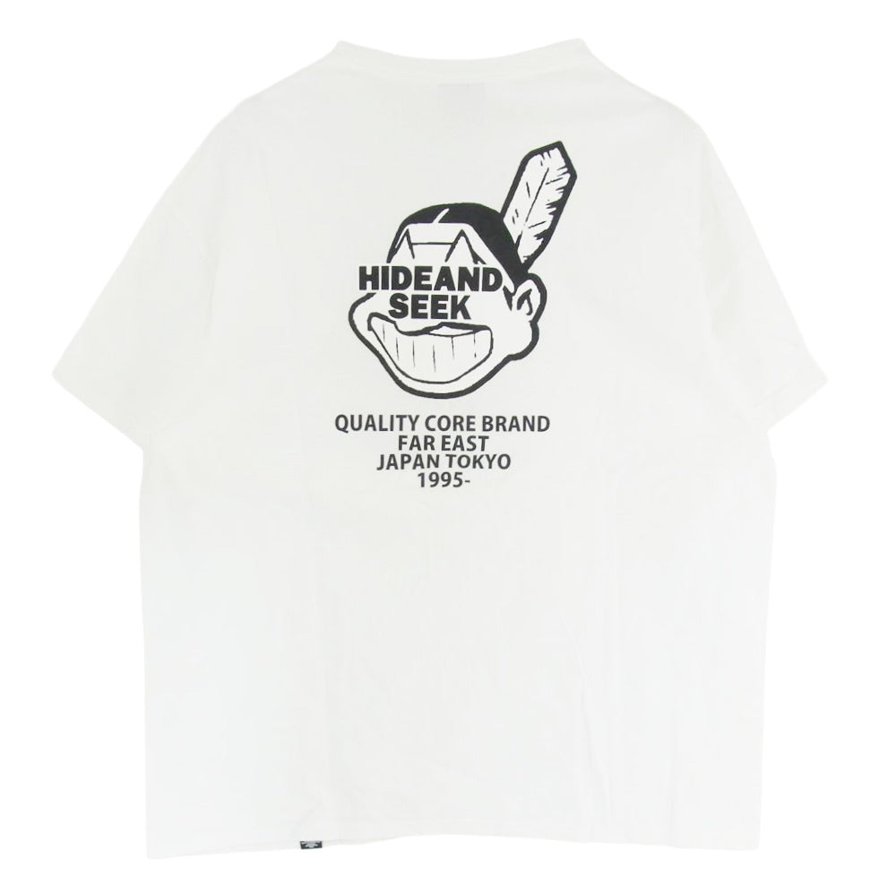 HideandSeek ハイドアンドシーク フロント バック ロゴ プリント ショートスリーブ Tシャツ 半袖カットソー ホワイト系 XL【中古】