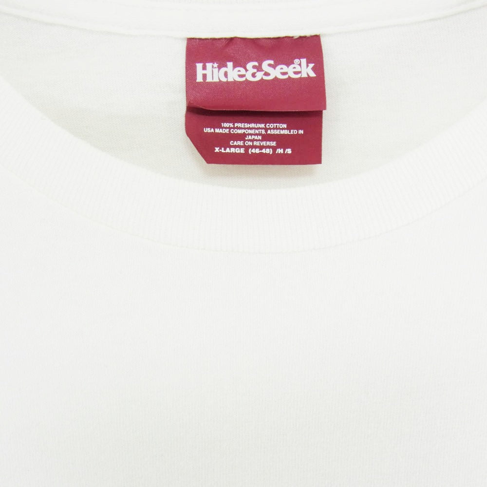 HideandSeek ハイドアンドシーク フロント バック ロゴ プリント ショートスリーブ Tシャツ 半袖カットソー ホワイト系 XL【中古】