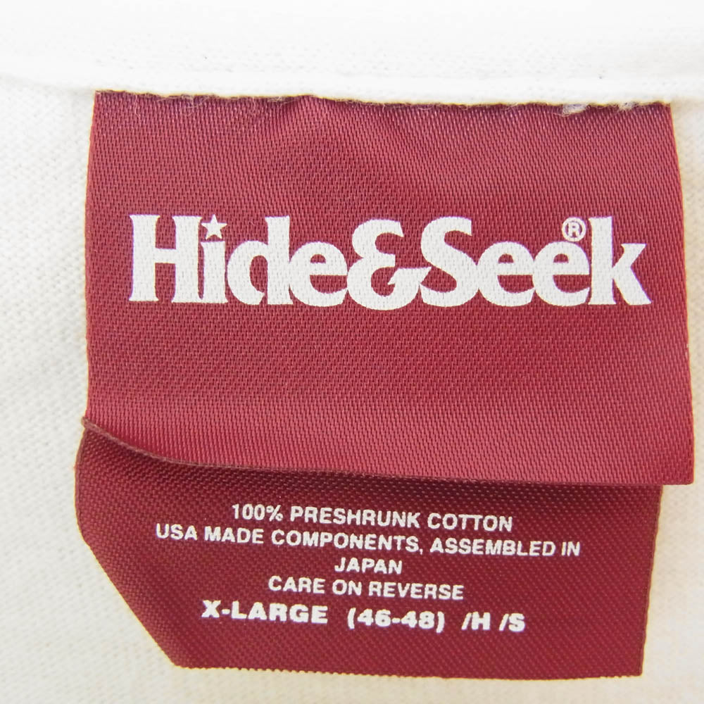 HideandSeek ハイドアンドシーク フロント バック ロゴ プリント ショートスリーブ Tシャツ 半袖カットソー ホワイト系 XL【中古】
