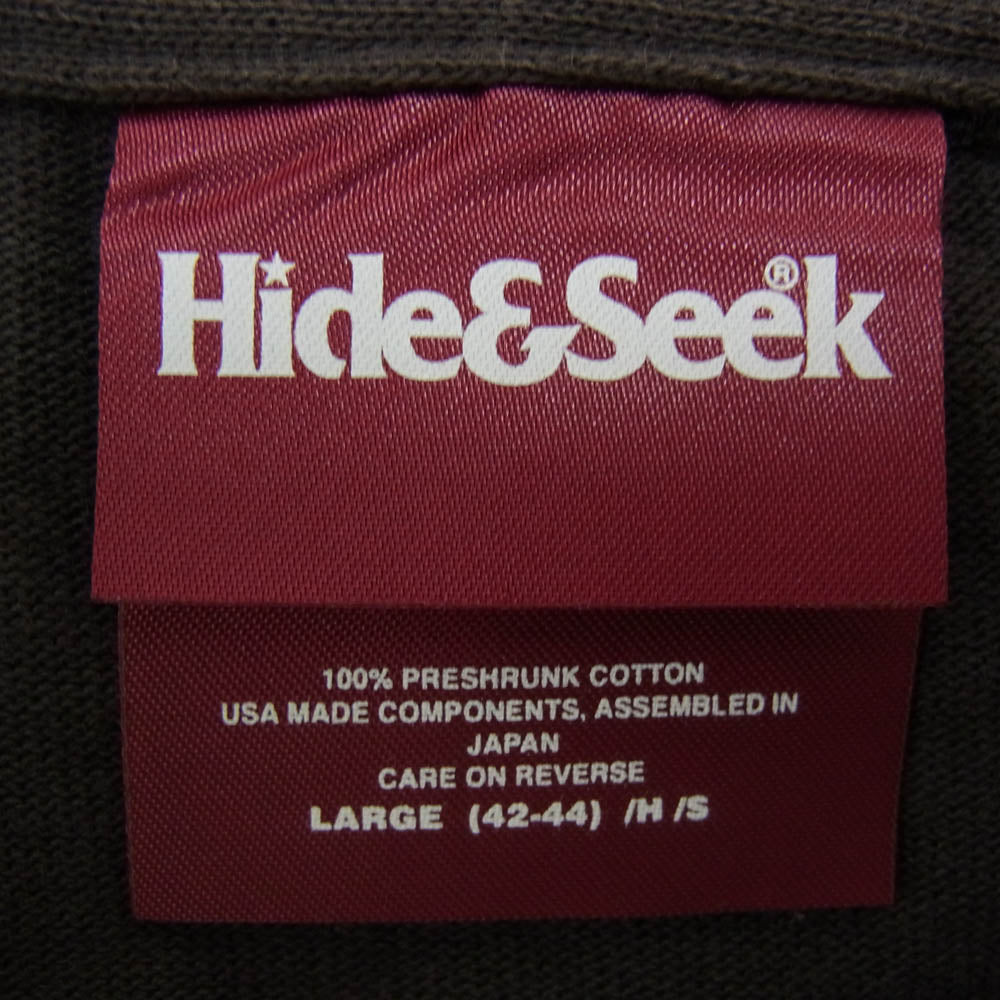 HideandSeek ハイドアンドシーク フロント アーチロゴ プリント ショートスリーブ Tシャツ 半袖カットソー チャコール系 L【中古】