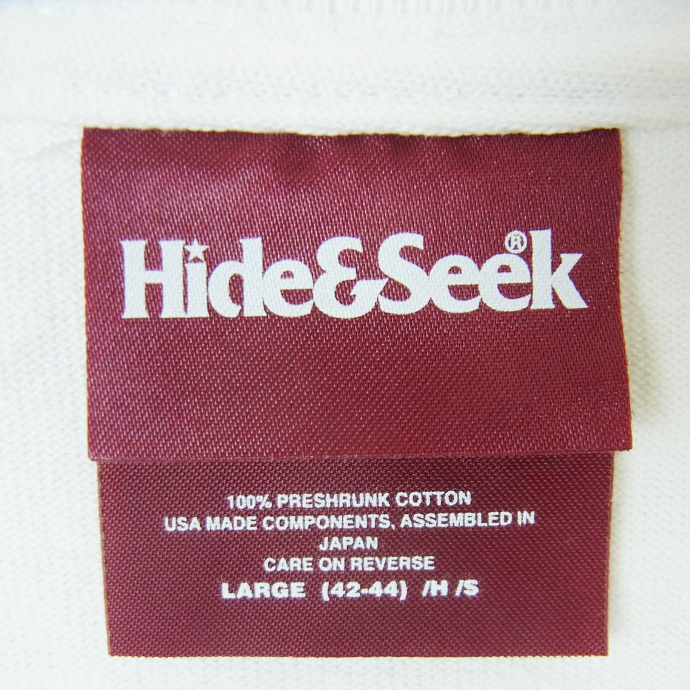 HideandSeek ハイドアンドシーク フロント バック ロゴ プリント ロングスリーブ 長袖 Tシャツ ホワイト系 L 42 - 44【中古】