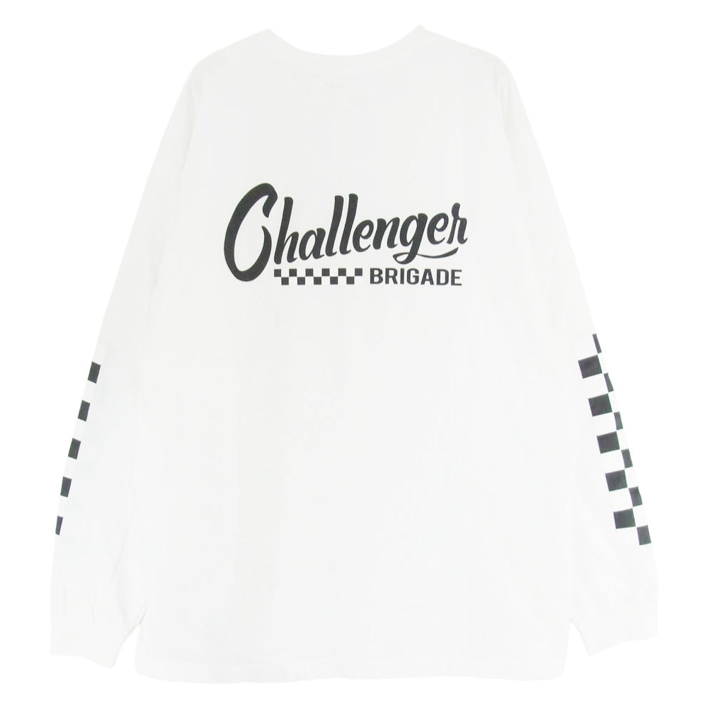 CHALLENGER チャレンジャー CLG-TS 025-015 L/S CHECKER TEE チェッカー ロングスリーブ 長袖 Tシャツ ホワイト系 XL【中古】
